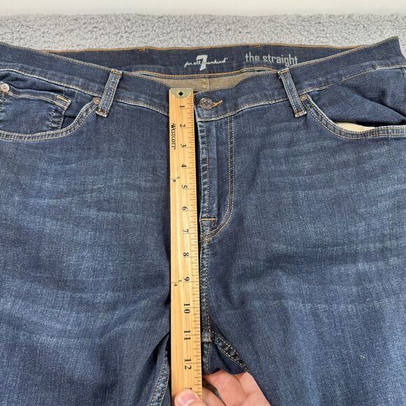 S 7 For All Mankind Jeans Mens 40x33 Blue The Straight Dark Wash Stretch Denim - Picture 7 of 11